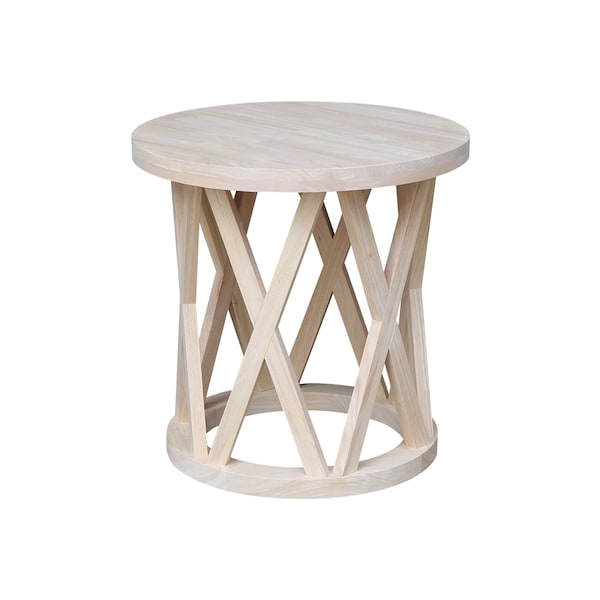 International Concepts Round Ceylon End Table, 24 in W, 24 in L, 24 in H, Wood, Unfinished OT-46ER - main